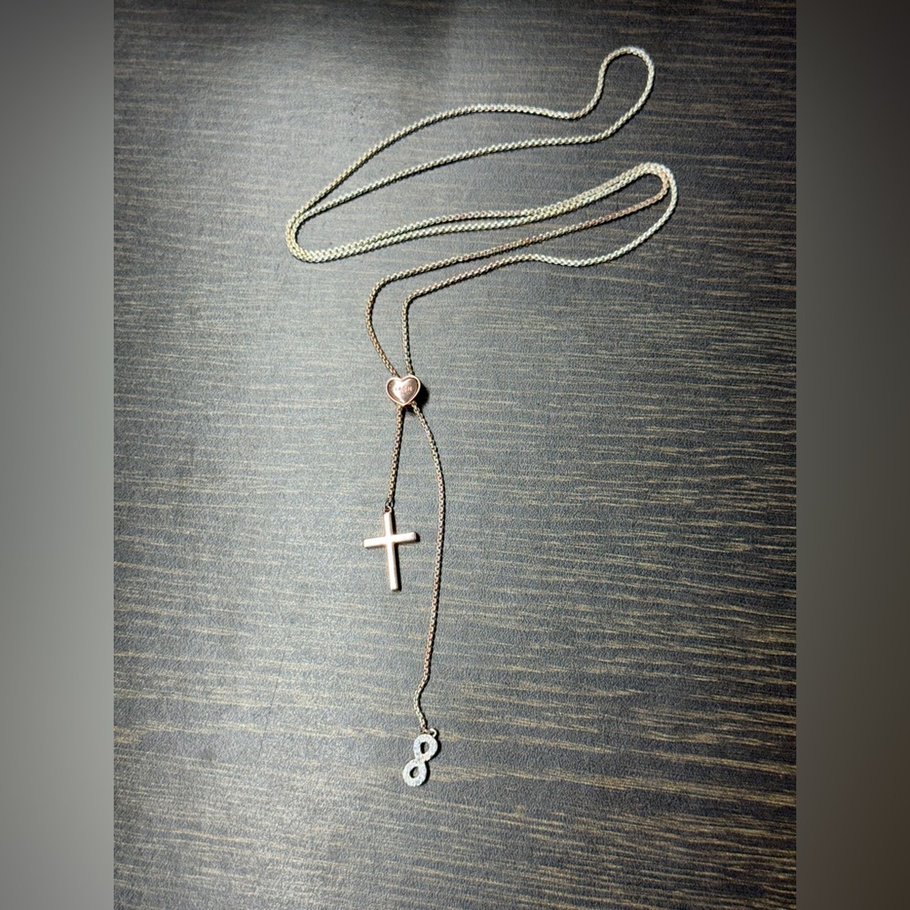 Chic Two-Tone Cross and Infinity Necklace